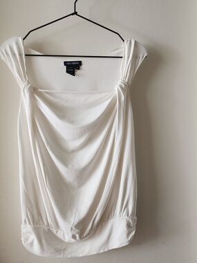 Max Edition White Draped Sleeveless Top